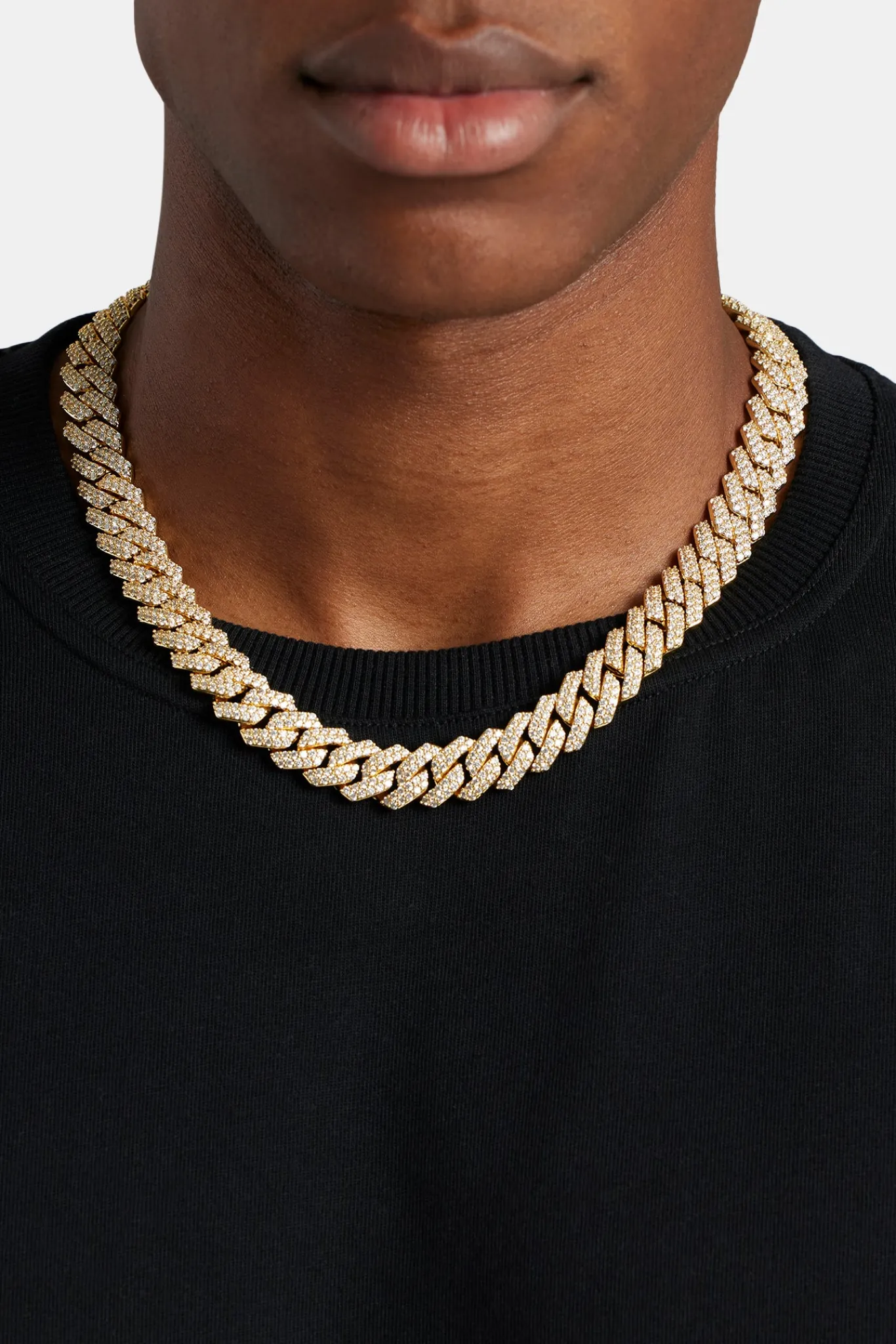 JWL-CHN 14mm Iced Prong Link Chain - Gold