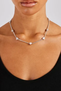 Women JWL-CHN 2.5mm Micro Cuban Multi Heart Cz Chain