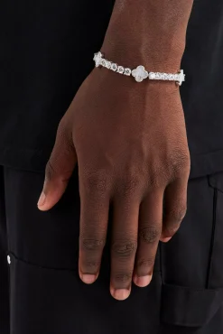 JWL-BRA 5mm Motif Agate Tennis Bracelet - White