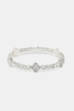 JWL-BRA 5mm Motif Agate Tennis Bracelet - White