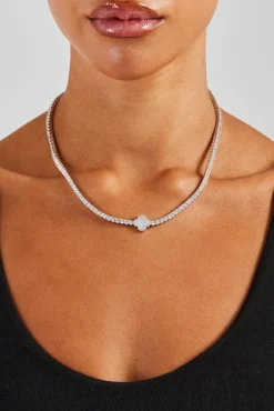 Women JWL-CHN 3mm Motif Agate Tennis Chain - White