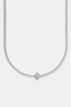 Women JWL-CHN 3mm Motif Agate Tennis Chain - White