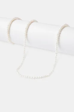 JWL-BUND 4mm Pearl Chain & Bracelet - White