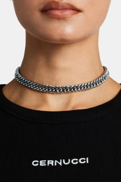 Women JWL-CHN 10mm Polished Cuban Choker