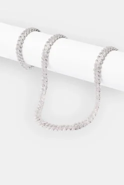 JWL-BUND 10mm Prong Cuban Chain & Bracelet  - White