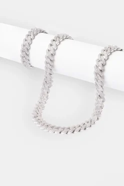 JWL-BUND 14mm Prong Cuban Chain & Bracelet - White