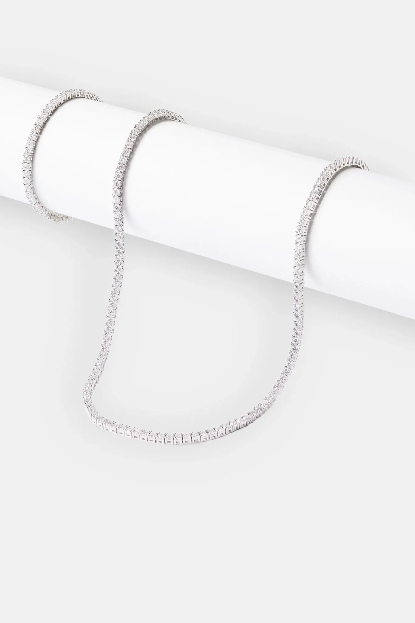 JWL-BUND 3mm Tennis Chain & Bracelet - White