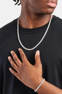 JWL-BUND 5mm Tennis Chain & Bracelet - White