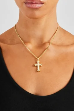 Women JWL-NECK 30mm White Cross Necklace - Gold