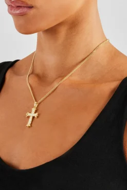 Women JWL-NECK 30mm White Cross Necklace - Gold