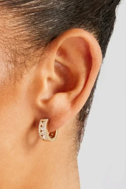 Women JWL-EAR Moissanite Huggie Earrings - Gold