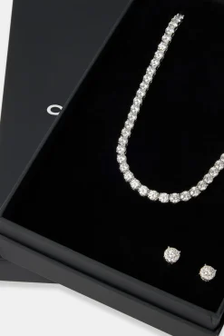 Women JWL-BUND Moissanite 5mm Tennis Chain & Earring Set