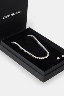 Women JWL-BUND Moissanite 5mm Tennis Chain & Earring Set