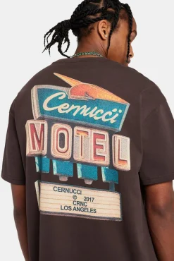 CLO-TOP-TEE Motel Back Graphic Oversized T-Shirt - Chocolate