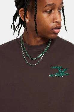 CLO-TOP-TEE Motel Back Graphic Oversized T-Shirt - Chocolate