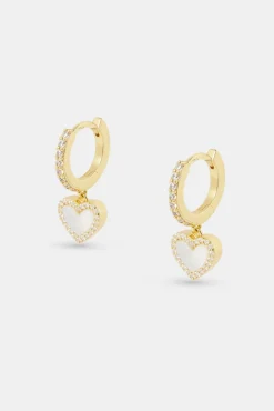 Women JWL-EAR Mother Of Pearl Heart Drop Earrings - 6mm
