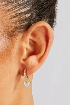 Women JWL-EAR Mother Of Pearl Heart Drop Earrings - 6mm