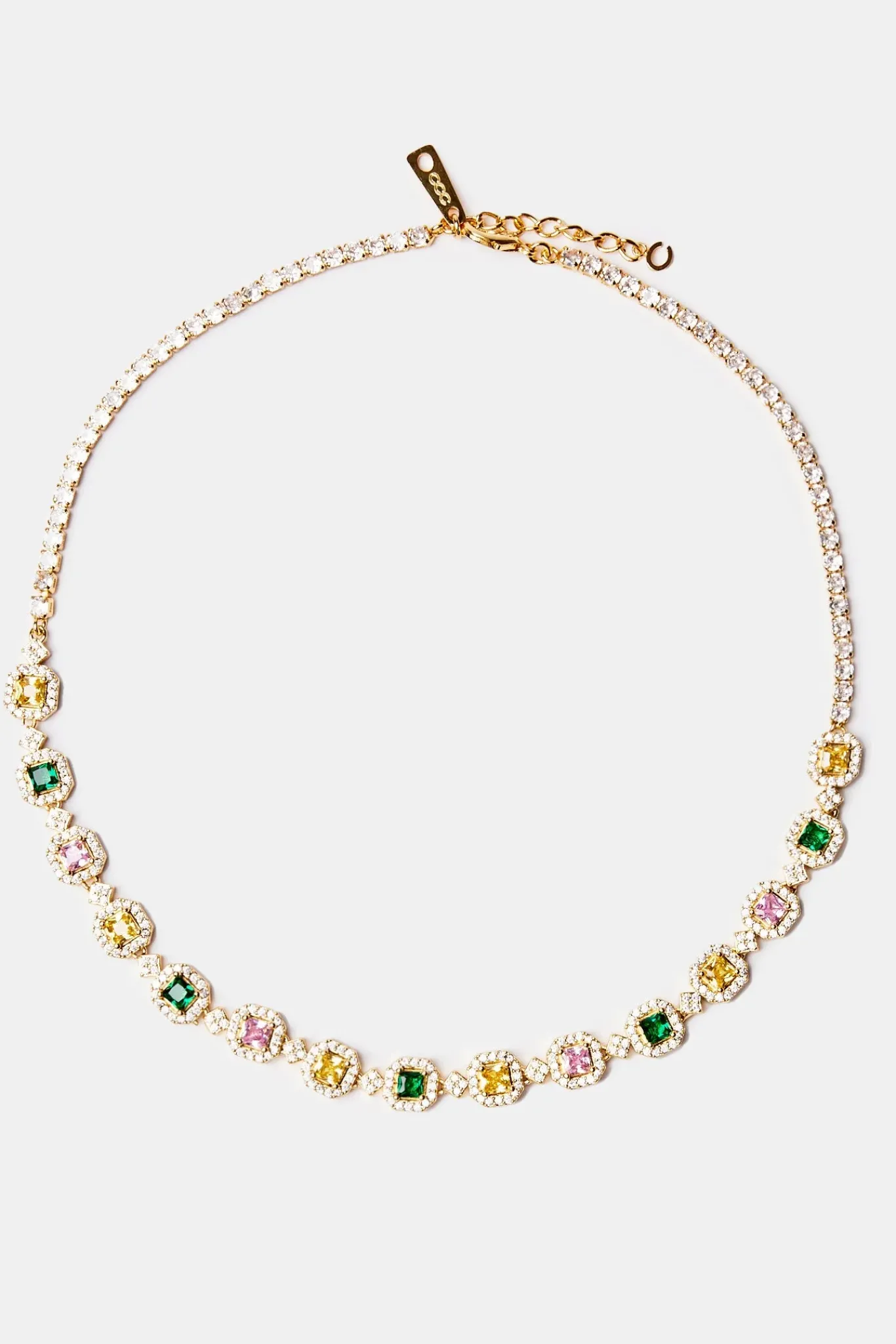 Women JWL-CHN Multi Colour Cluster Tennis Chain - Gold