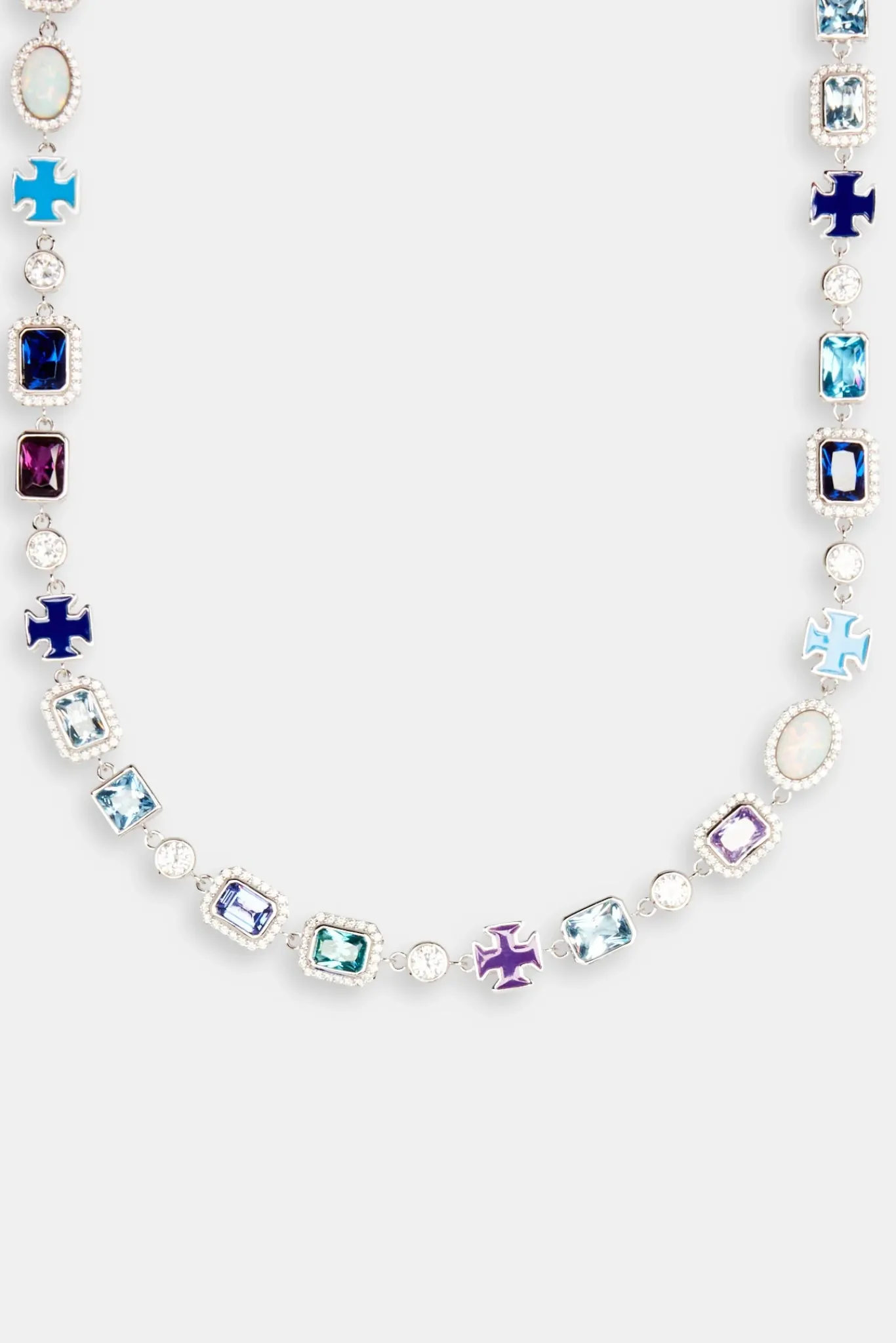 JWL-BUND Multi Gem Stone Motif Necklace & Bracelet Bundle