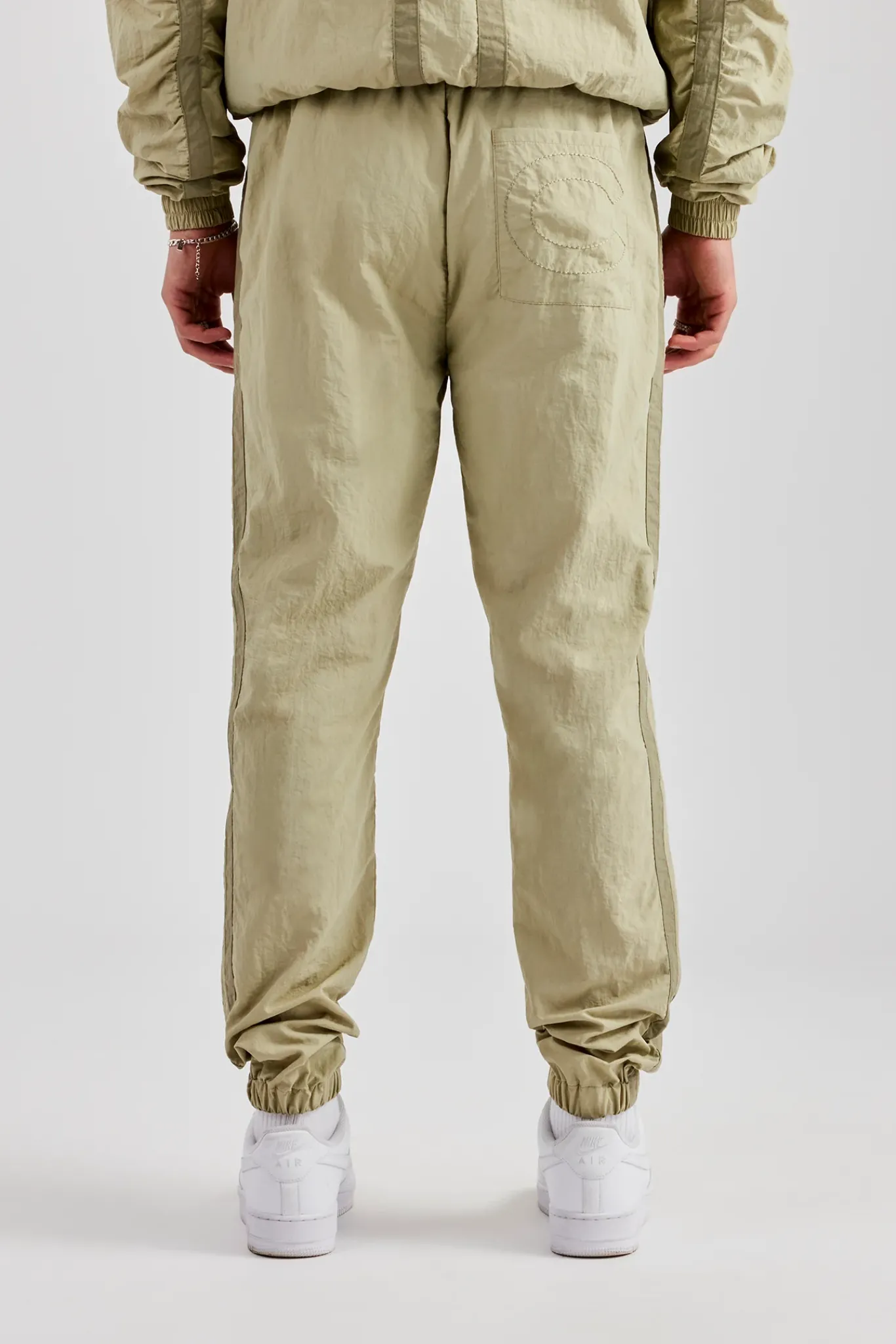 CLO-BOT-TRO Nylon Colour Block Cuffed Jogger - Light Khaki