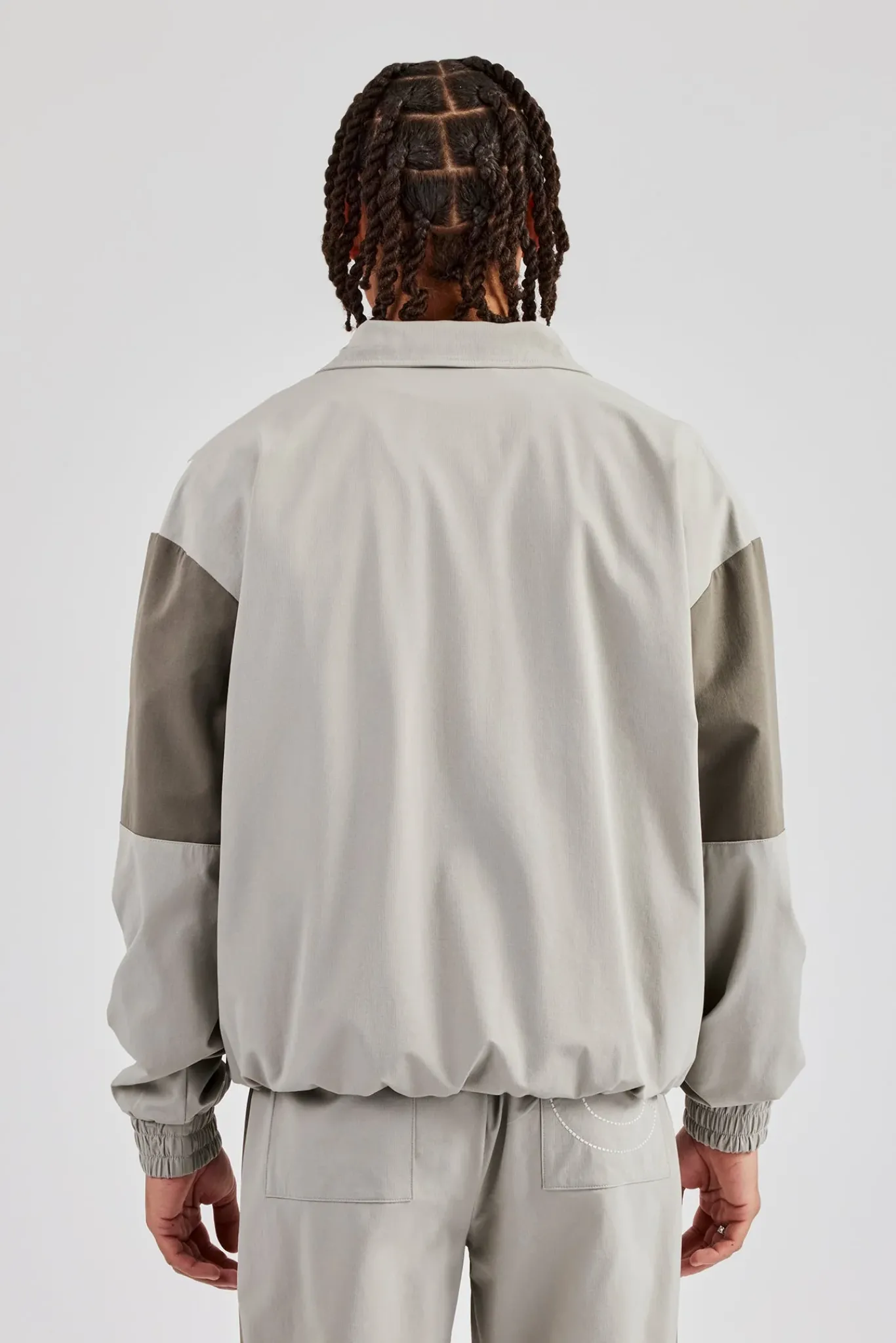 CLO-TOP-OUT Nylon Colour Block Zip Through Jacket - Grey