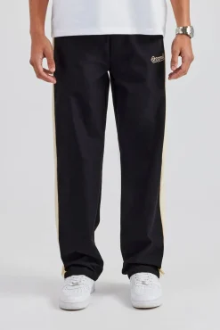 CLO-BOT-TRO Nylon Contrast Stripe Straight Leg Jogger - Black