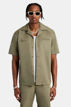 CLO-TOP-SHIR Nylon Embroidered Shirt - Green
