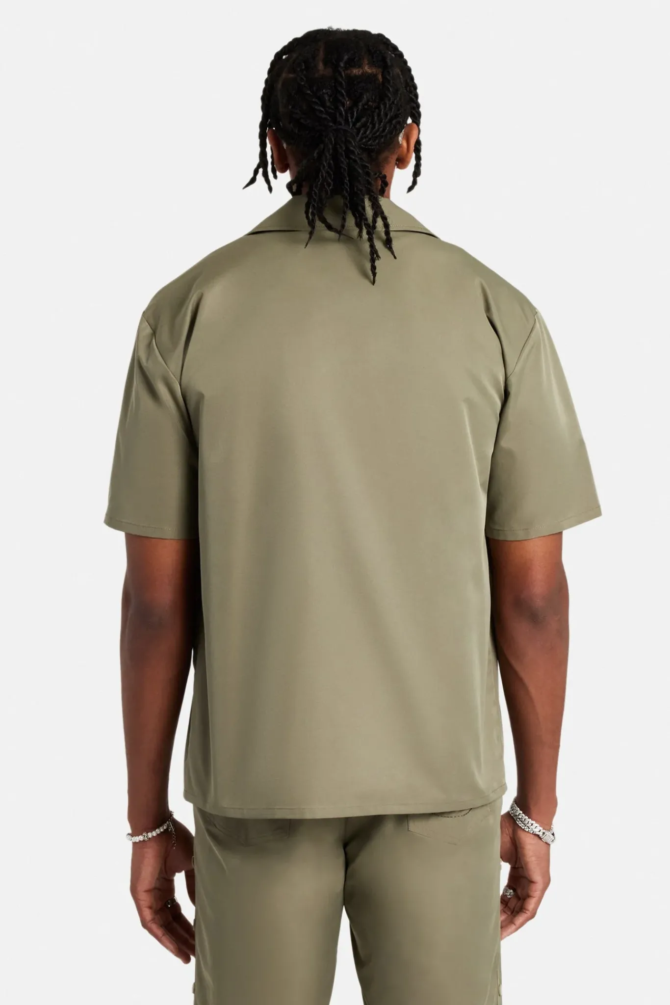 CLO-TOP-SHIR Nylon Embroidered Shirt - Green