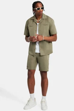 CLO-TOP-SHIR Nylon Embroidered Shirt - Green