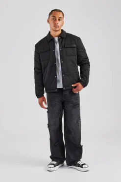 CLO-TOP-OUT Nylon Padded Harrington Jacket - Black