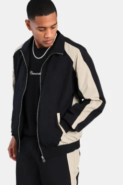 CLO-TOP-OUT Nylon Panelled Track Jacket - Black