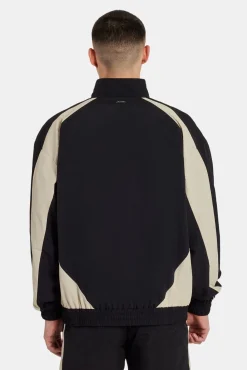CLO-SET Nylon Panelled Track Jacket & Short Set - Black