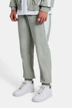 CLO-BOT-TRO Nylon Panelled Track Joggers - Light Grey
