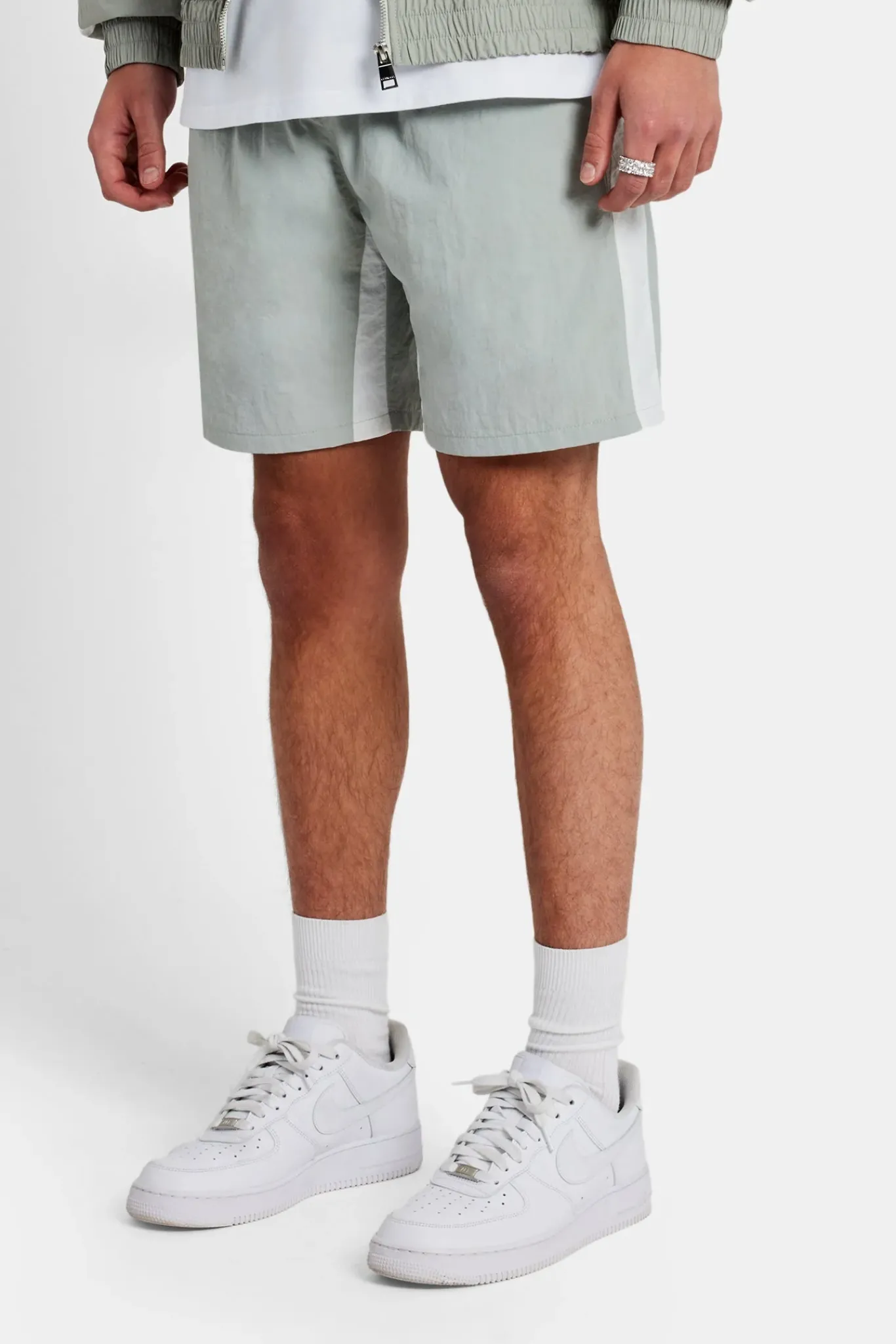 CLO-BOT Nylon Panelled Track Short - Light Grey