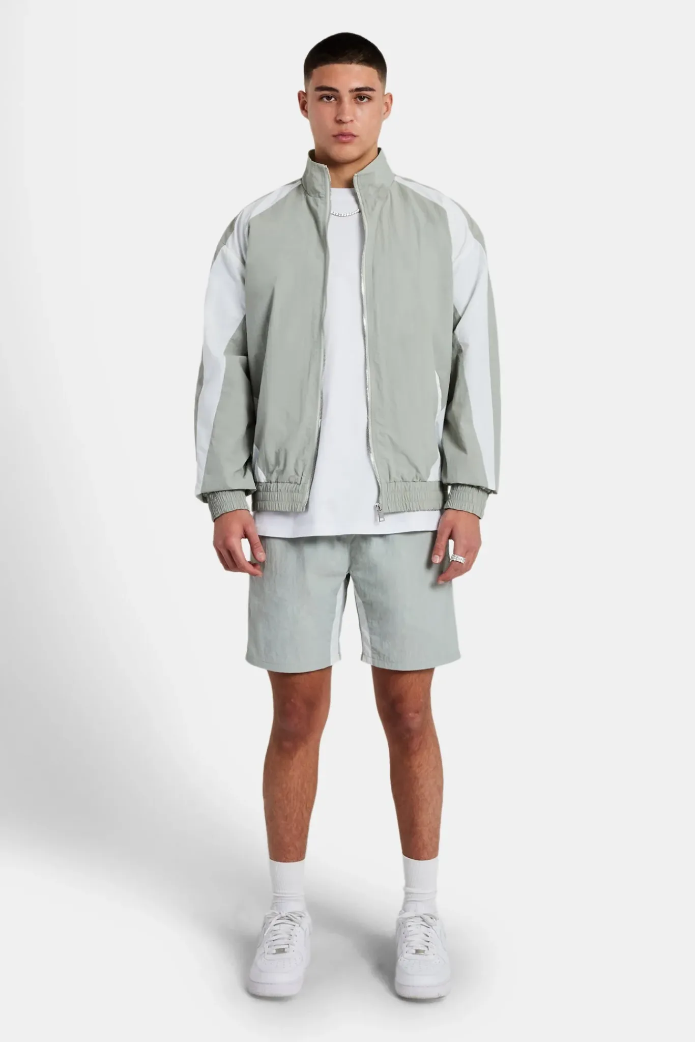 CLO-BOT Nylon Panelled Track Short - Light Grey