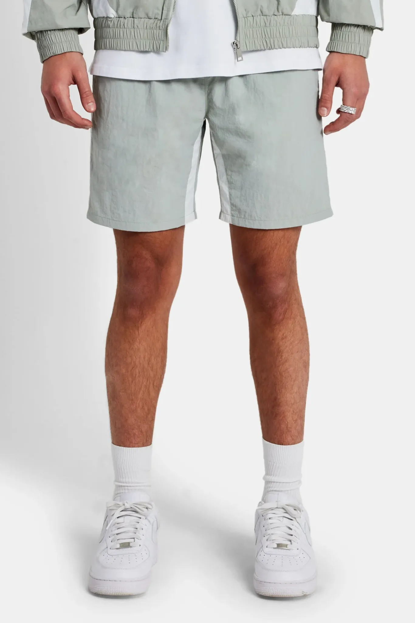 CLO-BOT Nylon Panelled Track Short - Light Grey