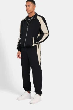 CLO-SET Nylon Panelled Tracksuit - Black