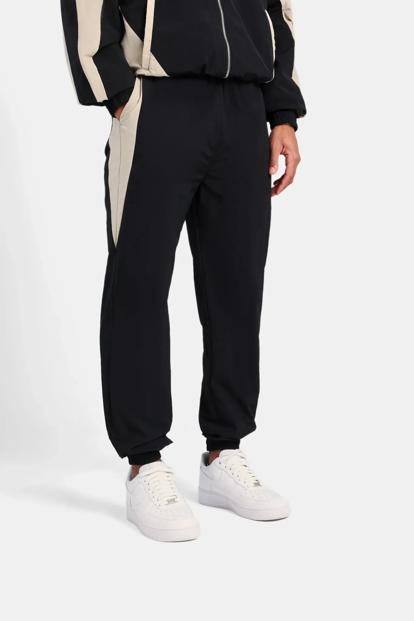 CLO-SET Nylon Panelled Tracksuit - Black