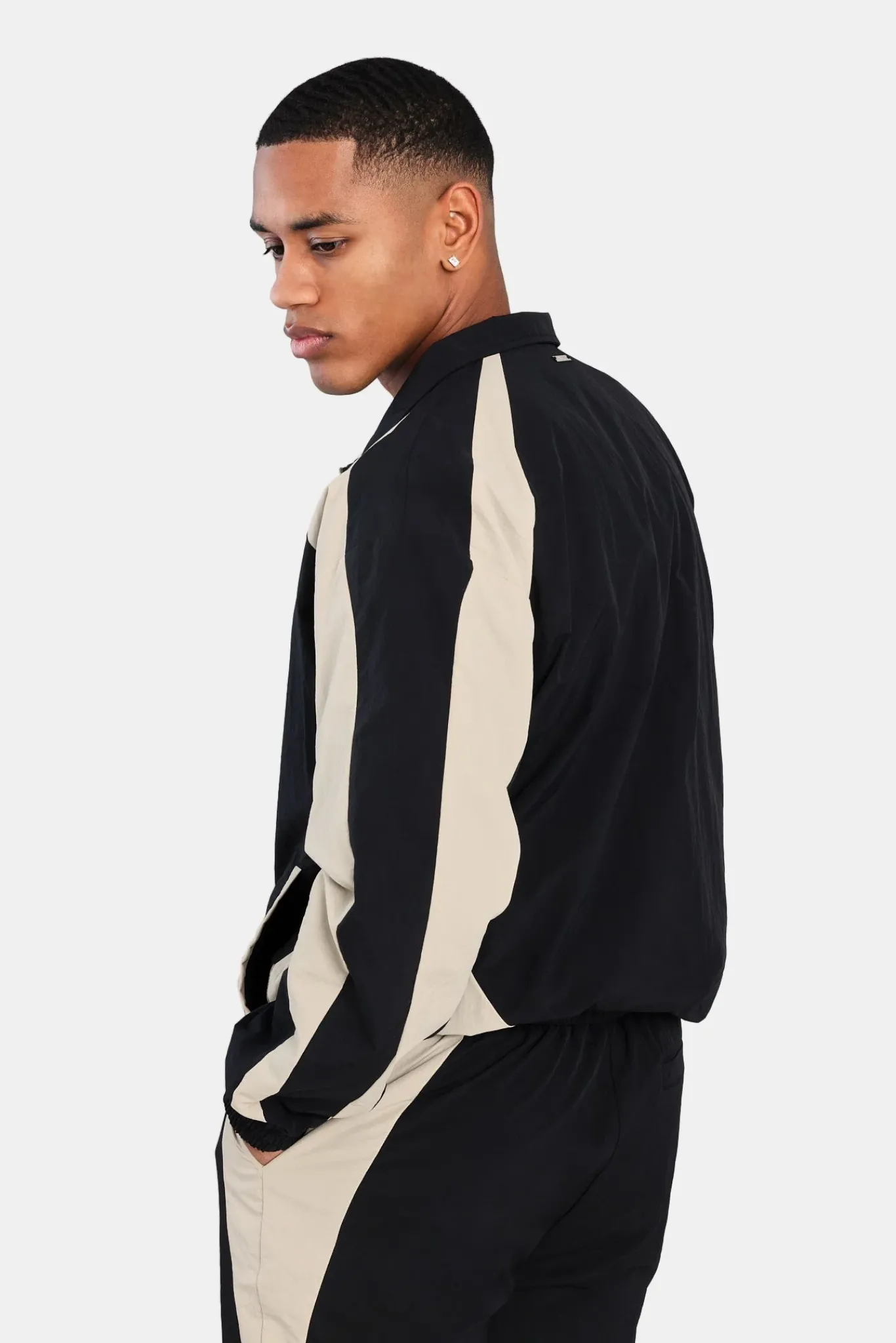 CLO-SET Nylon Panelled Tracksuit - Black