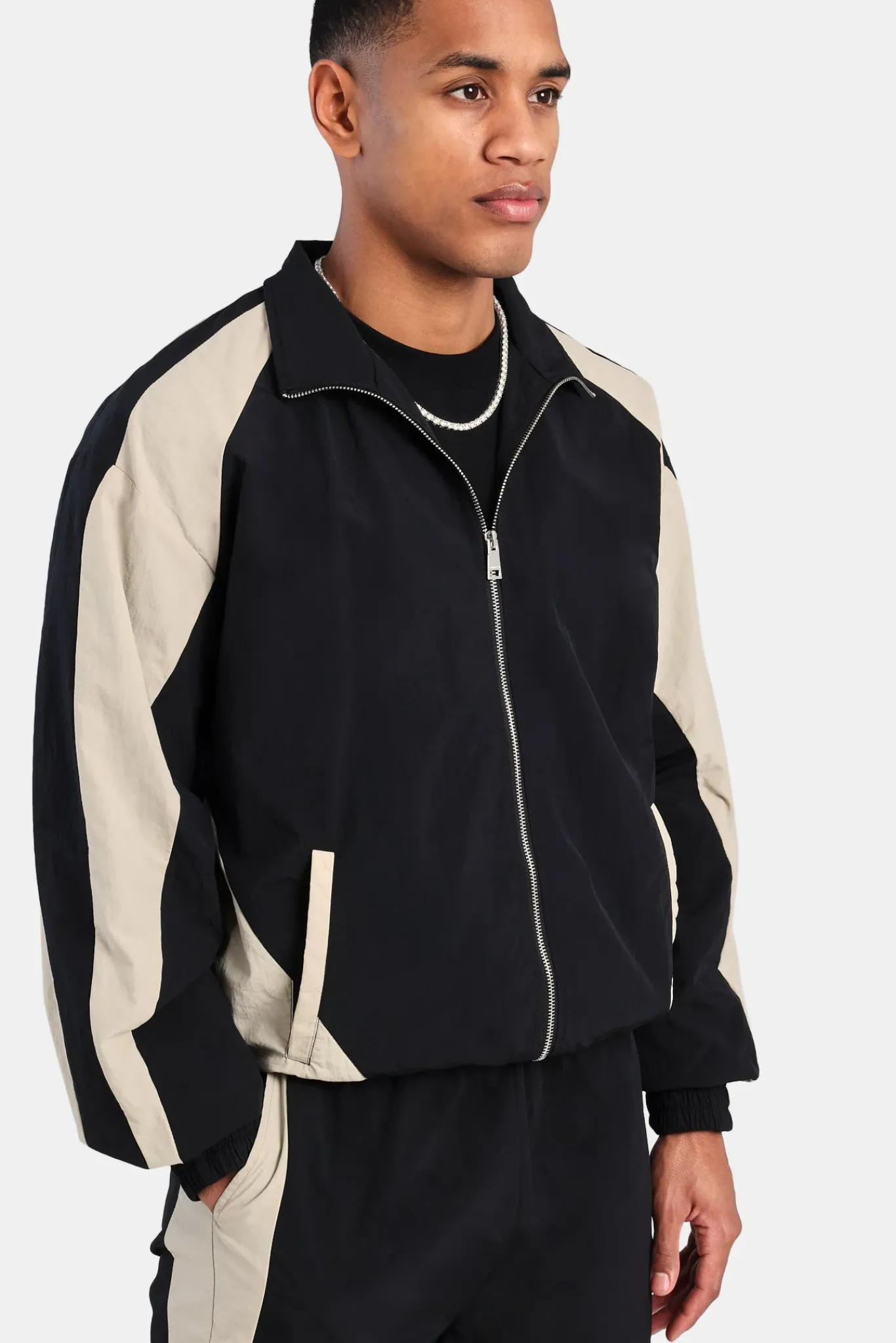 CLO-SET Nylon Panelled Tracksuit - Black