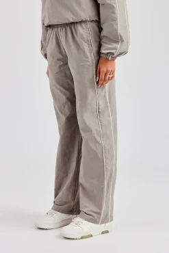 Women CLO-BOT-TRO Nylon Straight Leg Trousers - Light Grey