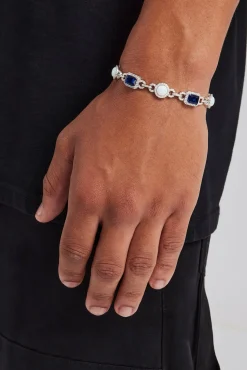 JWL-BRA Opal & Blue Baguette Tennis Bracelet - 10mm
