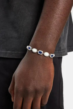 JWL-BRA Opal & Blue Gemstone Bracelet - White