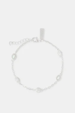 JWL-BRA Opal & Clear Stone Rolo Link Bracelet - 5mm