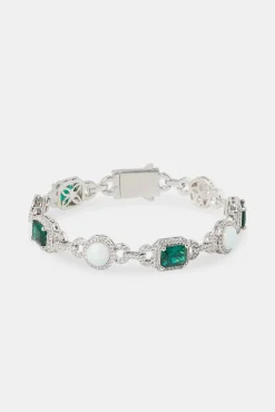JWL-BRA Opal & Green Baguette Tennis Bracelet - 10mm