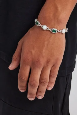 JWL-BRA Opal & Green Baguette Tennis Bracelet - 10mm
