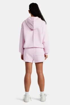 Women CLO-SET Overlock Oversized Hoodie & Short Set - Pink