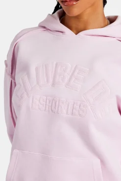 Women CLO-TOP-HS-HOOD Overlock Oversized Hoodie - Pink