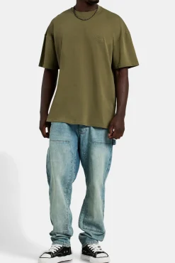 CLO-TOP-TEE Oversized C 3D Embroidered T-Shirt - Khaki