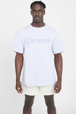 CLO-TOP-TEE Oversized Cernucci Classic Embroidered T-Shirt - Lilac